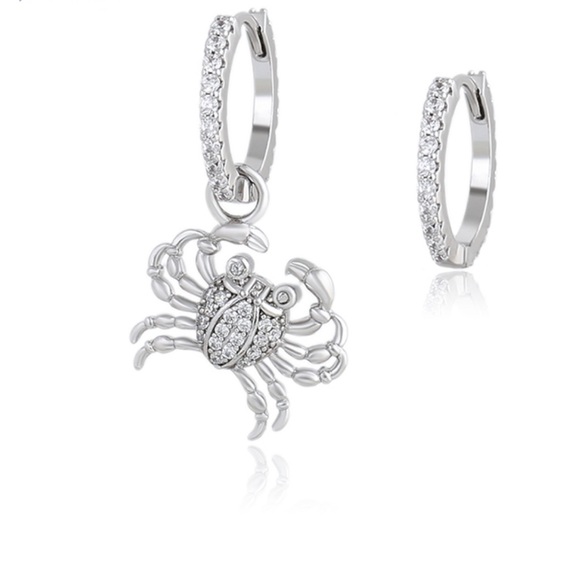 LAST ONE🔥 Crab Hoop Earrings | Platinum Plated Silver | Luxury Jewelry - Picture 1 of 9
